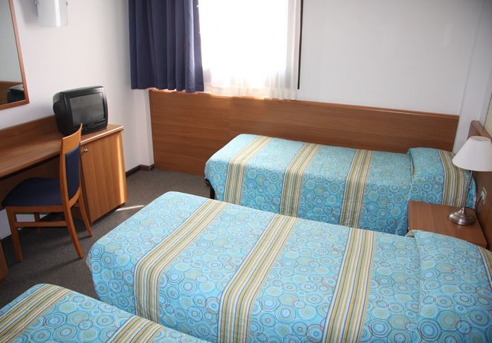 A typical bedroom in the Hotel Telecabine