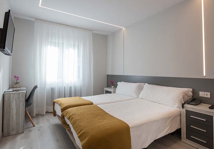 A twin bedroom in the Hotel Oros, Grandvalira, Andorra