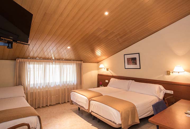 A typical triple room in the Hotel Oros, Grandvalira, Andorra