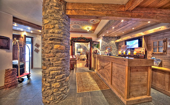 The reception area of the Miramonti Hotel