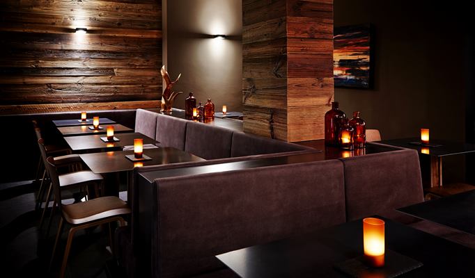 The bar seating area in the Nira Montana