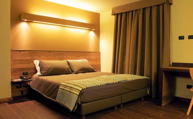 A typical bedroom in the Hotel La Chance